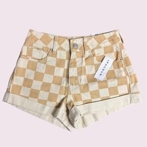 Pacsun Mom Shorts Checkerboard Beige/Tan